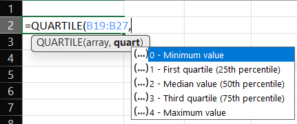 QUARTILE Formula In Excel